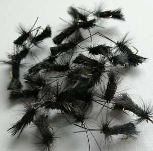 BLACK SEDGE DRY FLY FISHING TROUT FLIES size 10 Deadly