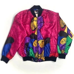 Vintage Picasso Bomber Jacket Reversible All Over Print Cubism 80s Full Zip, L - Picture 1 of 24