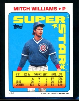 Pegatina MITCH WILLIAMS 1990 Topps Superstar #33 Cal Ripken 160 Foto 1 de 2