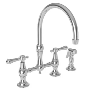 Grifo puente de cocina Newport latón 9458/15 Chesterfield níquel pulido - Imagen 1 de 1
