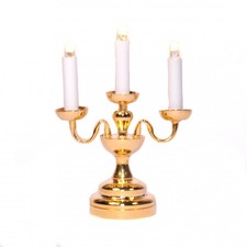 Bambole Casa 3 Braccio Candestick Ottone Candelabro Dorato Lampada da Tavolo LED