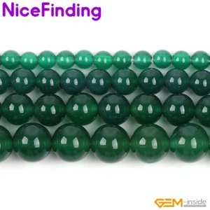 Green Agate Natural Round Stone Loose Beads For Jewelry Making 15'' 2mm Big Hole - Picture 1 of 36