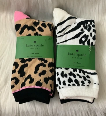 Calcetines KATE SPADE Estampado Animal, Rayas, Florales, Lurex Crew (6) PARES NUEVOS CON ETIQUETAS Foto 1 de 3