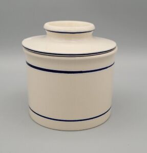 Stoneware Butter Bell White w/ French Blue Stripes Butter Keeper Crock by Norpro