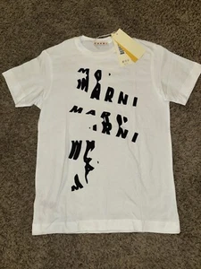 NEW! Marni Distorted Logo Tee In White. Size 14 - Picture 1 of 6