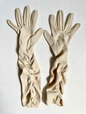 Luvas formais vintage pequenas bege para vestir à noite para senhora ou menina - Imagem 1 de 4