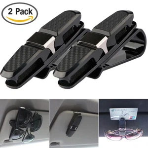 2PCS Universal Car Sun Visor Glasses Clip Carbon Fibre Sunglasses Cards Holder - Bild 1 von 7