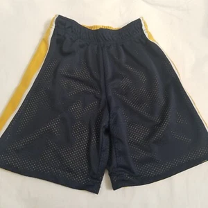 Kids Reversible Athletic Shorts Size S/5 Blue Gold Mesh Elastic Drawstring FLAWS - Picture 1 of 8