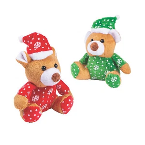Christmas Stuffed Bears with Santa Hats, Christmas, Toys, 12 Pieces - Picture 1 of 1