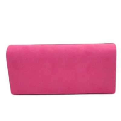Pochette donna rettangolare a forma portafoglio in camoscio fucsia catena linea  - Immagine 1 di 4