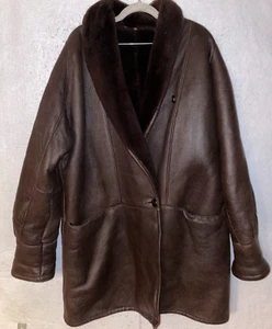 EDWARDO BASSONI Genuine Shearling Leather Coat Jacket Women's XL USA Made VTG - Picture 1 of 9