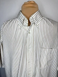 Vintage L.L. Bean Men's XL Button-Down Shirt Made in USA 90s Beige White Stripe - Picture 1 of 13