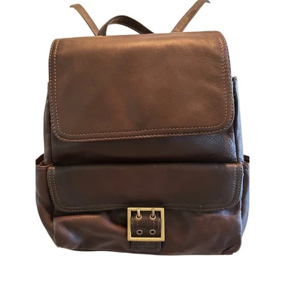 Mochila de Cuero Wilson Marrón Cierre de Hebilla Frontal Eslinga Cartera de Hombro Escuela Foto 1 de 4