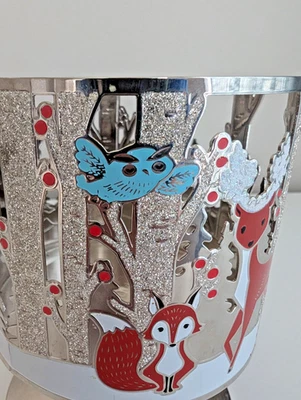 Cuerpo de baño bosque pedestal candelabro manga de metal zorro bosque invierno búho Foto 1 de 4