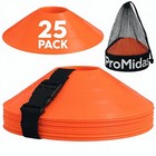 Disc Soccer Cones for Training Kids with Mesh Bag & Strap - Orange - 25 Pack