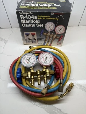 Medidor colector de aire acondicionado automático Interdynamics con mangueras - R-134a - LEER DE Foto 1 de 4