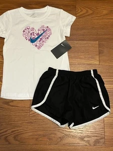 NIKE Short Sleeve T-shirt & Lined Running Shorts Size 6x - Picture 1 of 6