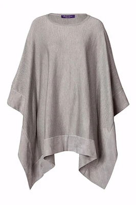 $1995 Ralph Lauren Roxo Etiqueta Itália Cabo Poncho 100% Seda Camurça Cordeiro Suéter G - Imagem 1 de 4