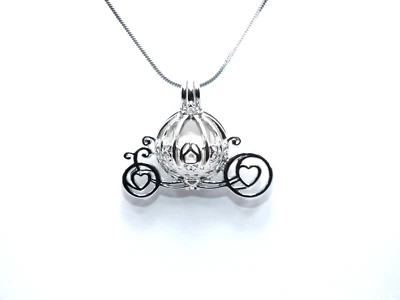 Ожерелье с подвеской в виде клетки из чистого серебра с жемчугом Золушка - уникальные подарки для нее - Изображение 1 из 4