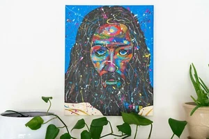 Jesus Christ Christian Outsider Art Original Painting 16" x 20" by Tripp - Picture 1 of 10