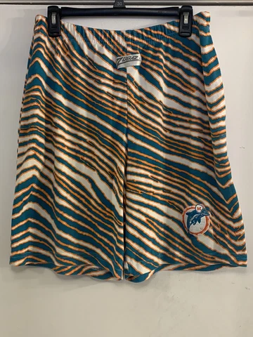 VINTAGE MIAMI DOLPHINS ZUBAZ MENS SHORTS LARGE MADE IN USA ZEBRA PRINT RARE Cover