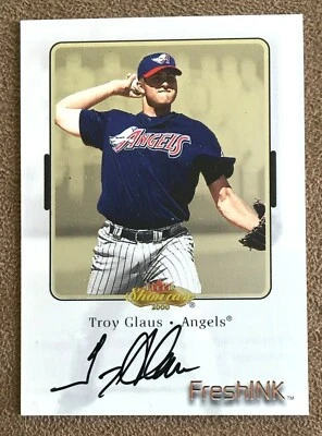 Troy Glaus 2000 Fleer Showcase tinta fresca autógrafo #18 Anaheim Angels inserto 🅰️ Foto 1 de 2