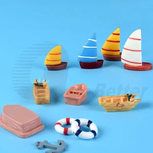 Miniature Model Plastic Sailboat Ship Ornament Railway Sea Scenery Art Craft DIY - Picture 1 of 19