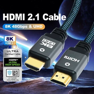 8K HDMI Cable 2.1 Cord 48Gbps High Speed Braided 1080P UHD HDTV 3D Dolby HDCP HD - Picture 1 of 12