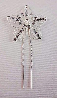 Rhinestone hair pin bridal flower hairstyle wedding accessory by David Tutera - Image 1 of 4