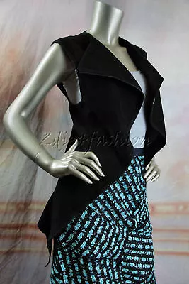 $3195 New with tags HAIDER ACKERMANN Black Suede Leather Waistcoat Jacket 38 6 - Image 1 of 4