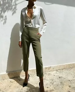 NWT Aritzia Babaton Rufus Pant Creased High-waisted Dress Pants, Moss Rock Green - Picture 1 of 7
