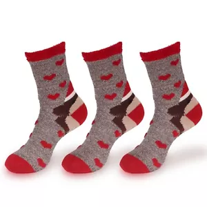 Animal Double Layer Thick Soft Warm Fuzzy Non-Skid Crew Socks, 3 Pair Monkey - Picture 1 of 3