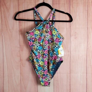 Roxy Kids One Piece Swimsuit Sz 16 Daisy Mood Multi Color Floral NEW - Picture 1 of 11