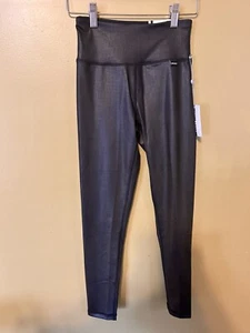 DKNY Sport Yoga High Waist 7/8 Tight Leggings Faux Leather Black Size XXS - Picture 1 of 9