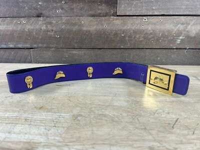 Cinturón de jockey vintage de cuero púrpura Escada con etiquetas talla 38 DE u 8 EE. UU. Foto 1 de 4