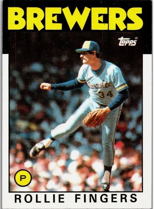 ROLLIE FINGERS MILWAUKEE BREWERS 1986 Topps  Baseball Card #185  -NRMT-MINT - Image 1 of 1