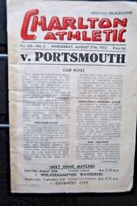 CHARLTON V PORTSMOUTH FOOTBALL PROGRAMME 1952 - 1953 DIVISION 1 - Picture 1 of 4
