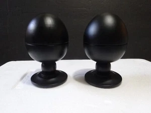 Modern Black Wooden Finial 4.5" Tall with Metal Screw Egg Shape Center Groove - Picture 1 of 5