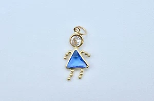 14k Yellow Gold And Blue September's Birthstone Girl Charm - Picture 1 of 2