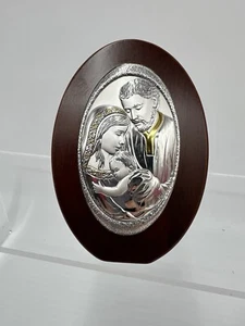 Targa Laminato AG Argento Italia Madre Maria Bambino Gesù, RL, Regalo, Sacra Famiglia - Foto 1 di 8