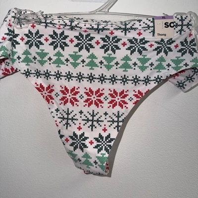 SO Smooth  Thong  Panty Sz: XL  Snowflakes ❄️ Junior Women 88% Nylon-12% Spandex - Image 1 of 4