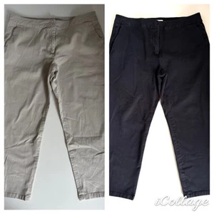 Trenery Women's Stone & Navy High Rise, Cotton Chino Tapered Fit Pants x2 S16 - Picture 1 of 22