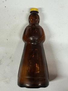 Vintage1967 Mrs. Butterworths Syrup 10” Amber Glass Bottle 24oz with Metal Cap - Picture 1 of 4