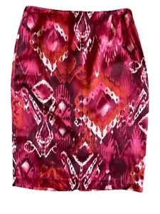 NWOT Spiegel 100% Silk Geometric Abstract Classic Pencil Knee Length Skirt 10 - Picture 1 of 8