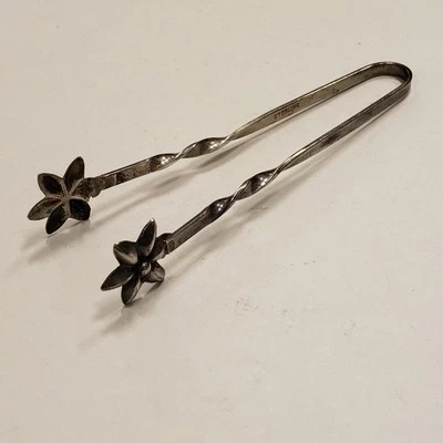Vintage Sterling Silver Floral Sugar Nips  - Image 1 of 4