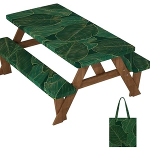Picnic Table Cover with Bench Covers: Elastic Fitted Water-Resistant Windproo... - Picture 1 of 6