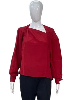 Blusa túnica Isabel Marant feminina manga comprida Soie seda vermelha tamanho L 40 - Imagem 1 de 4