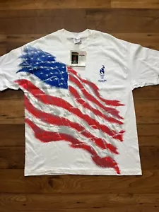 NWT Atlanta Olympics 1996 USA Flag All Over T-Shirt United States Men's XL AOP - Picture 1 of 13