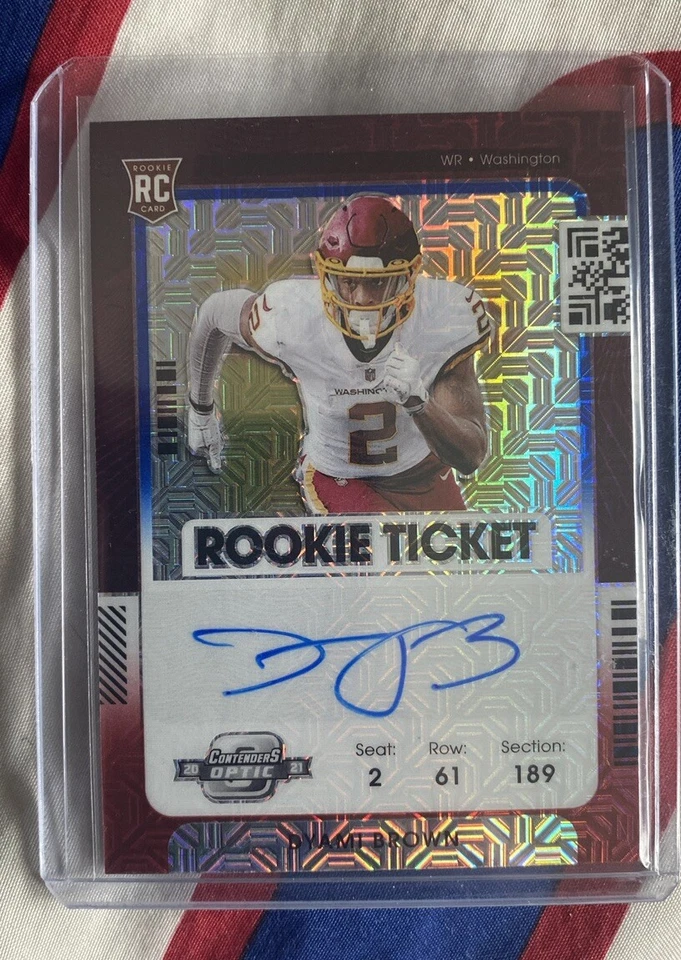 Dyami Brown 2021 Panini Contenders Optic Auto Red White Blue Mojo RC /13 #65 - Image 1 of 1