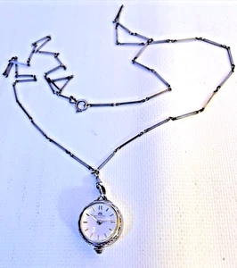 Reloj Bucherer Vintage 17 Joyas Plata Esterlina Bola en Collar - Imagen 1 de 9
